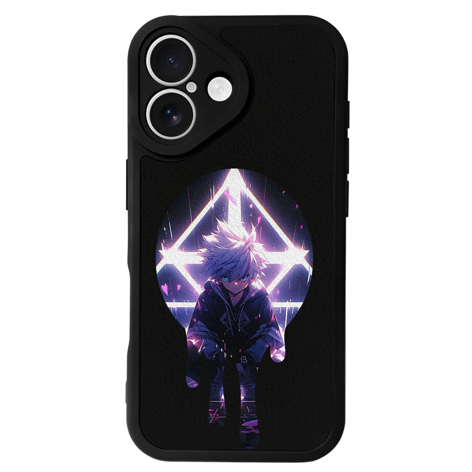 ハンター×ハンター グッズ キルア＝ゾルディック - IPhone 16シリーズ対応 ・ シリコンスマホケース ・ レザー調 ・ 高精度フィット ・ 耐衝撃 ・ ワイヤレス充電対応 ・ 精密カット